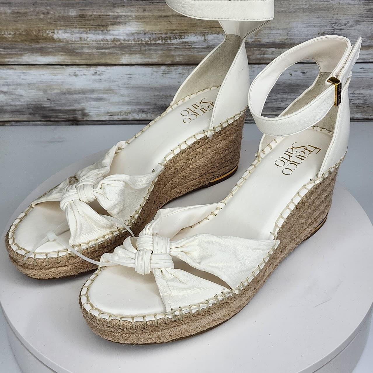 NEW - Franco Sarto Women's White Espadrille Wedge Sandals Platform Size 8 - Thumbnail 4