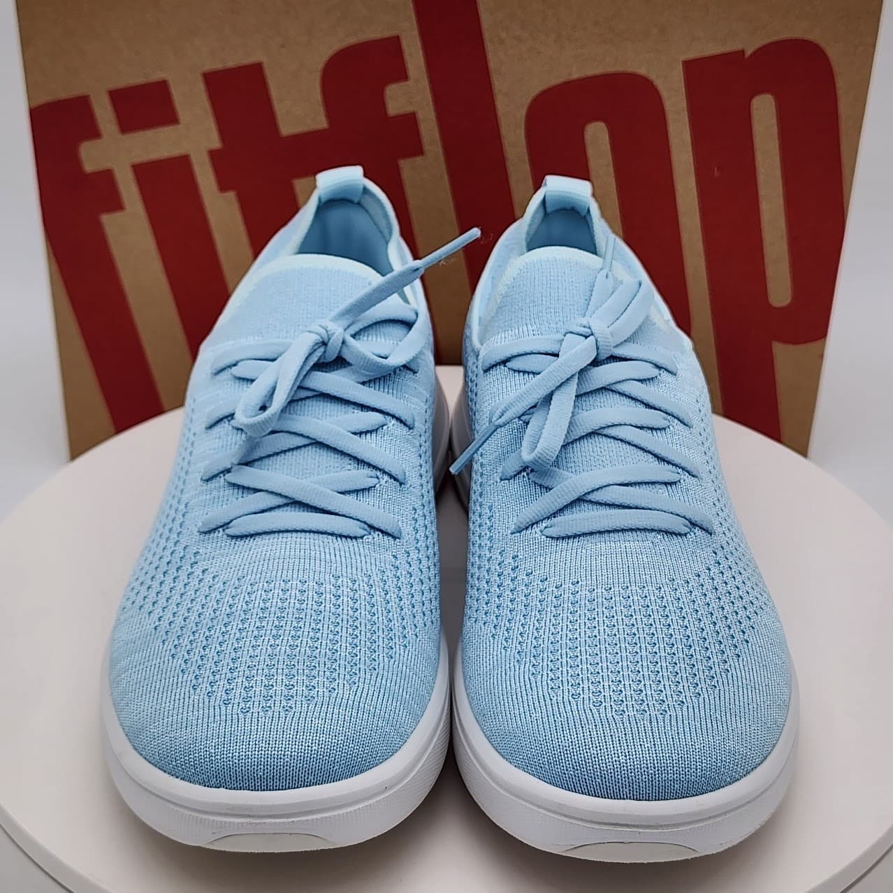 NEW - FitFlop Super-Q Knit Slip-On Lace Women's Sneakers Sky Blue - Size 7.5 - Thumbnail 2