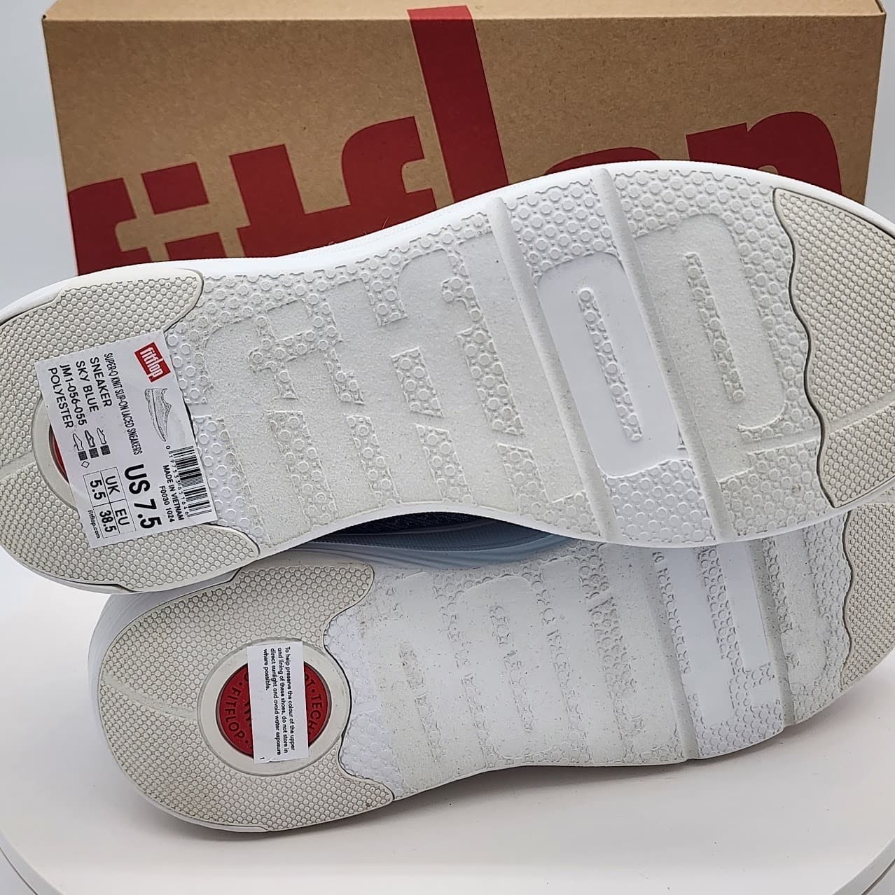 NEW - FitFlop Super-Q Knit Slip-On Lace Women's Sneakers Sky Blue - Size 7.5 - Thumbnail 7