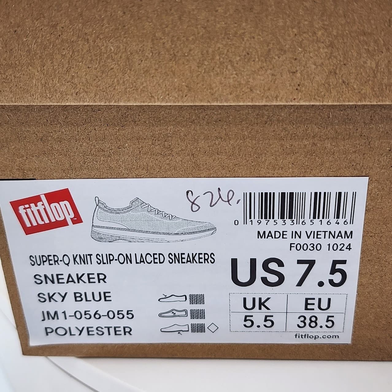 NEW - FitFlop Super-Q Knit Slip-On Lace Women's Sneakers Sky Blue - Size 7.5 - Thumbnail 8