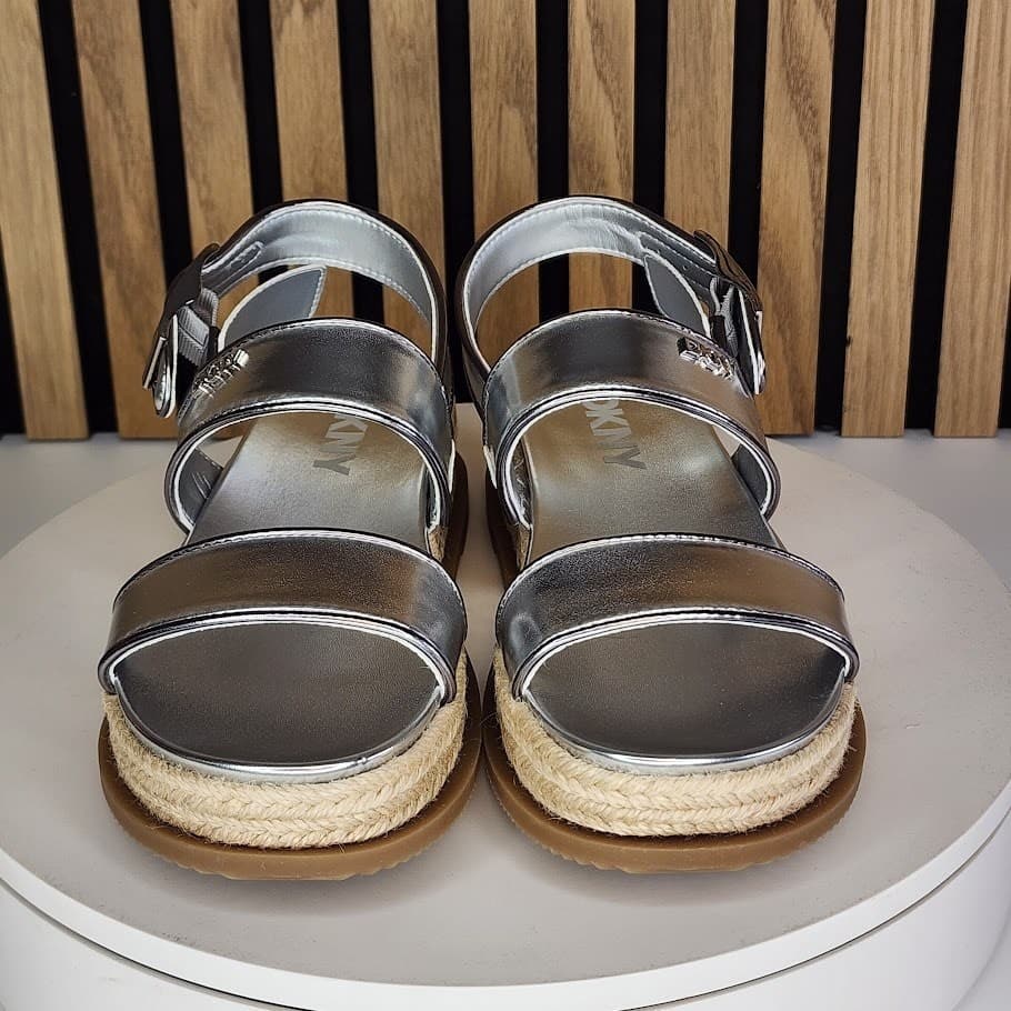 NEW - DKNY Bernae Women’s Slingback Sandals Silver - Size 7.5 M - Thumbnail 7