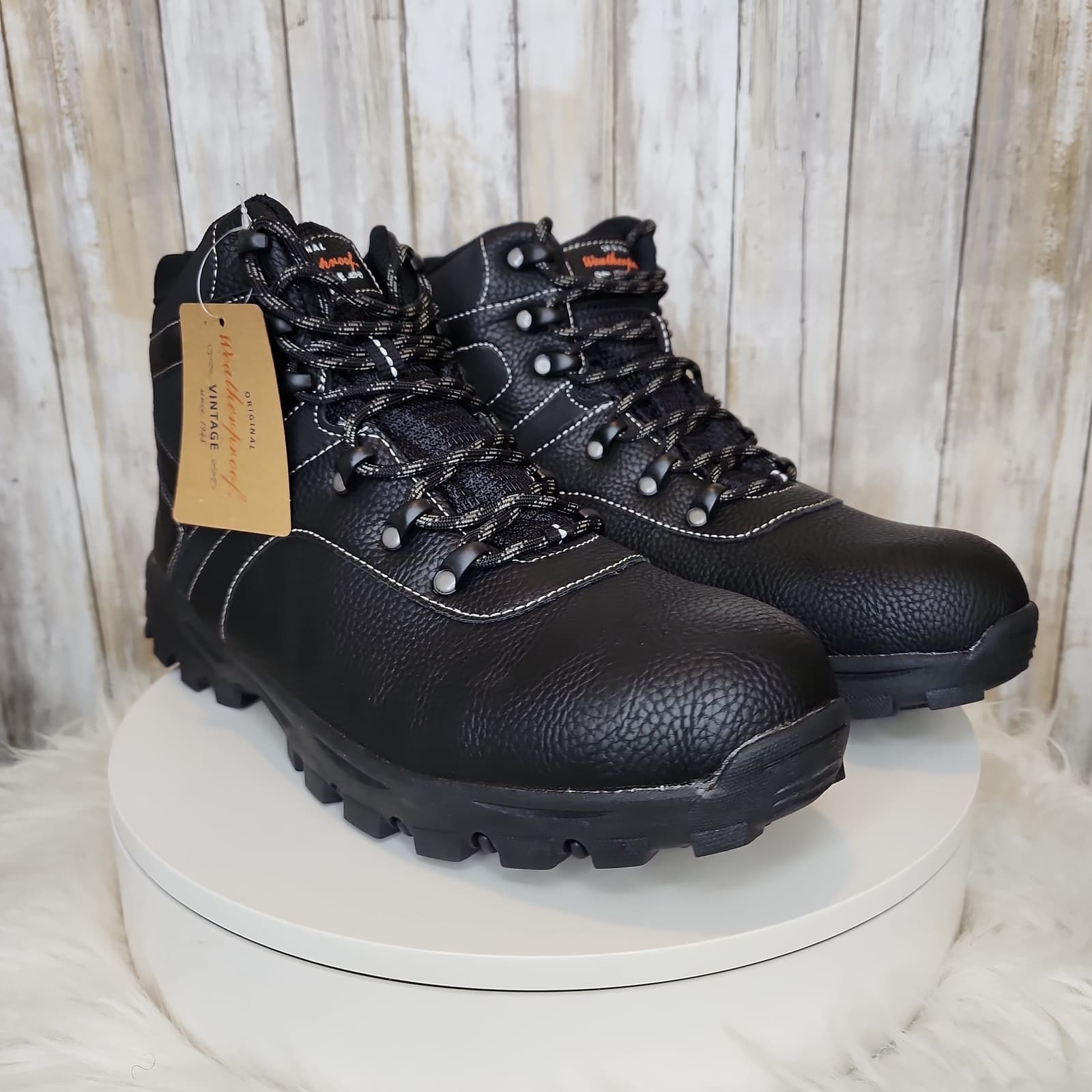 Weatherproof Vintage Mens Hiker Faux-Leather Boots Black - Size 13 - Thumbnail 2