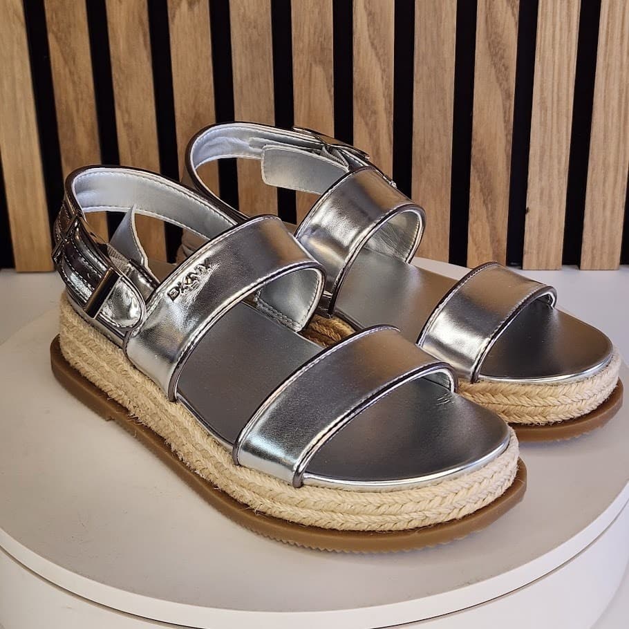 NEW - DKNY Bernae Women’s Slingback Sandals Silver - Size 7.5 M - Thumbnail 9