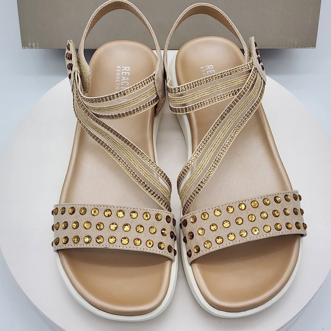 NEW - Kenneth Cole Reaction Taryn Ecru Jewel Sandals Women's Size 9 Medium - Thumbnail 7