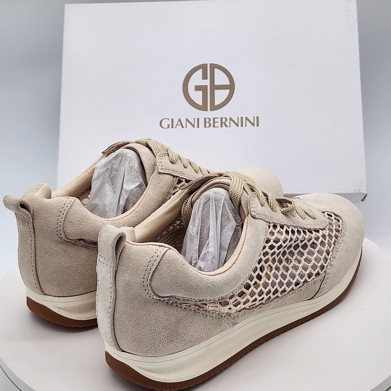 NEW - Giani Bernini Tesiaas Buff Nude Mesh Lace-Up Sneakers Women's Size 8 M - Thumbnail 4