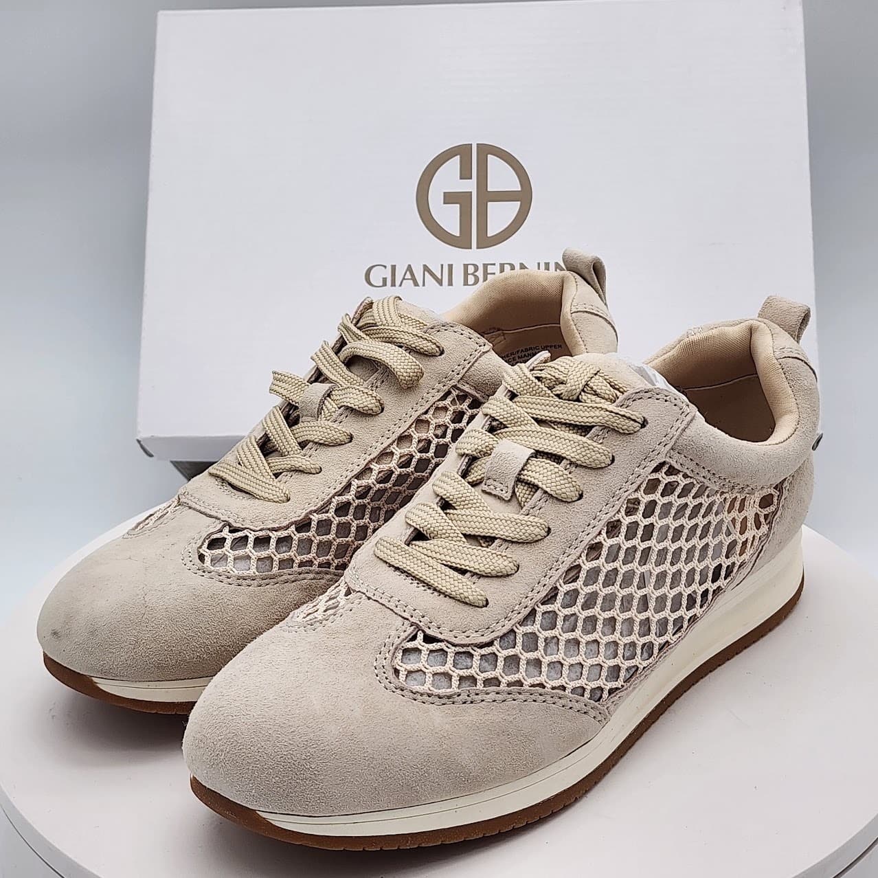 NEW - Giani Bernini Tesiaas Buff Nude Mesh Lace-Up Sneakers Women's Size 8 M - Thumbnail 8
