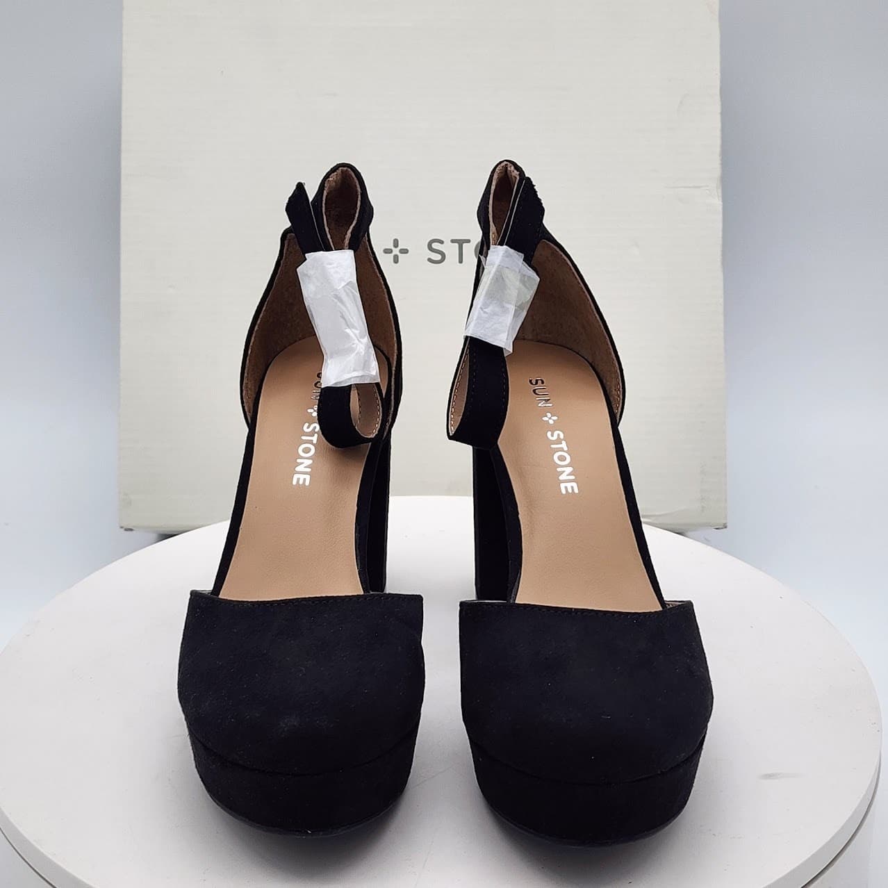 NEW Sun + Stone Birdey Women's Black Mary Jane Platform Block Heel Pumps Size 6M - Thumbnail 2