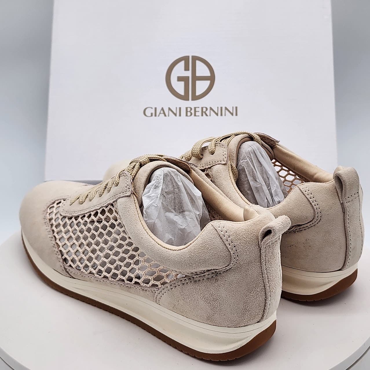 NEW - Giani Bernini Tesiaas Buff Nude Mesh Lace-Up Sneakers Women's Size 8 M - Thumbnail 6