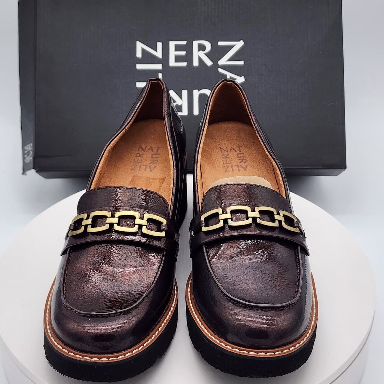 NEW Naturalizer Cabana Cinnamon Patent Chain Loafers Women's Size 9.5M Shoes - Thumbnail 9