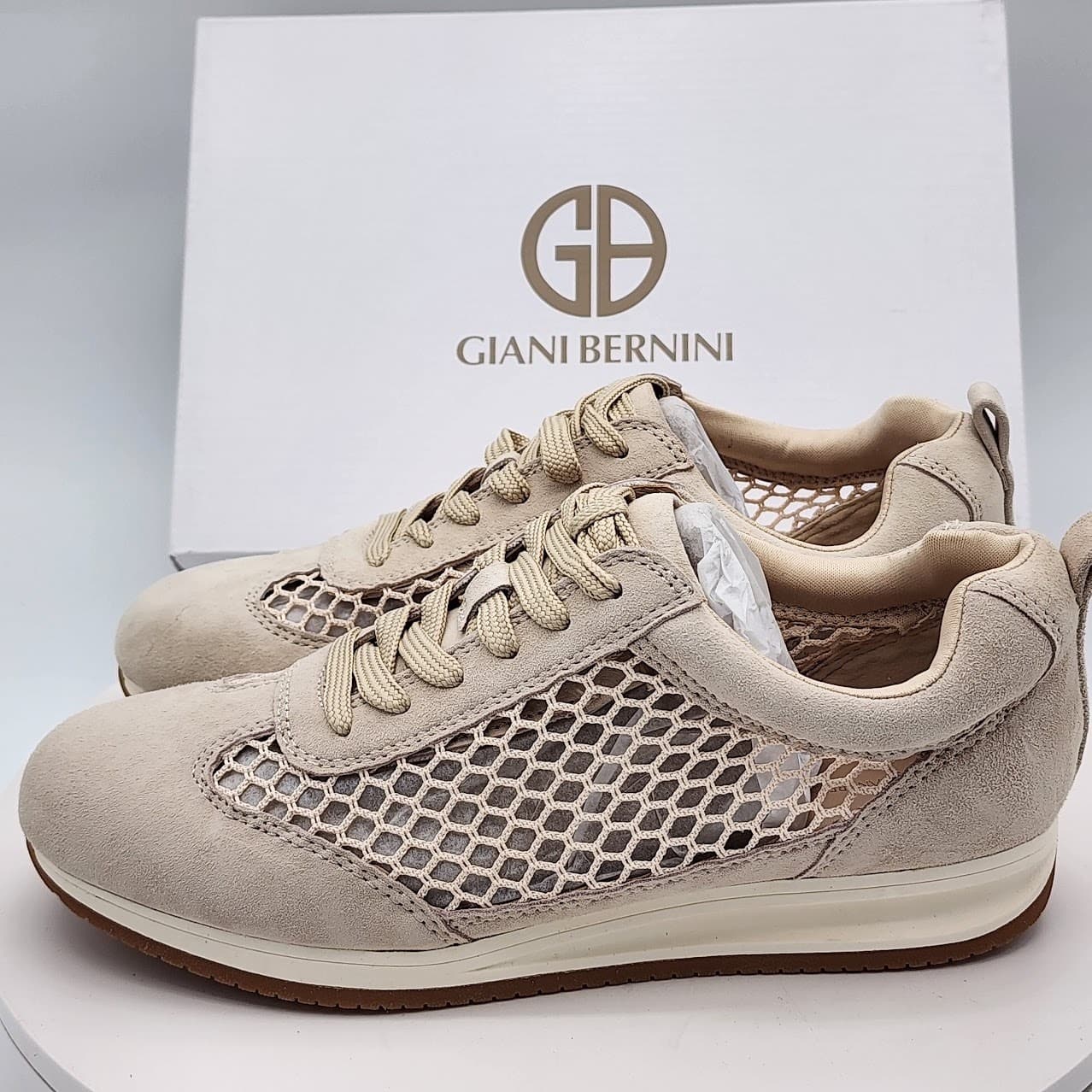 NEW - Giani Bernini Tesiaas Buff Nude Mesh Lace-Up Sneakers Women's Size 8 M - Thumbnail 7