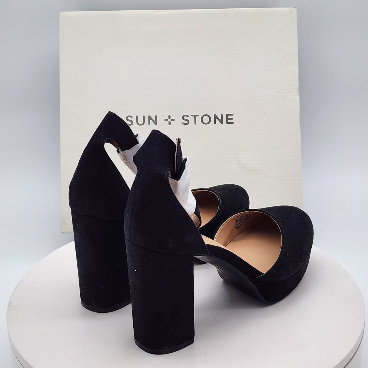 NEW Sun + Stone Birdey Women's Black Mary Jane Platform Block Heel Pumps Size 6M - Thumbnail 4