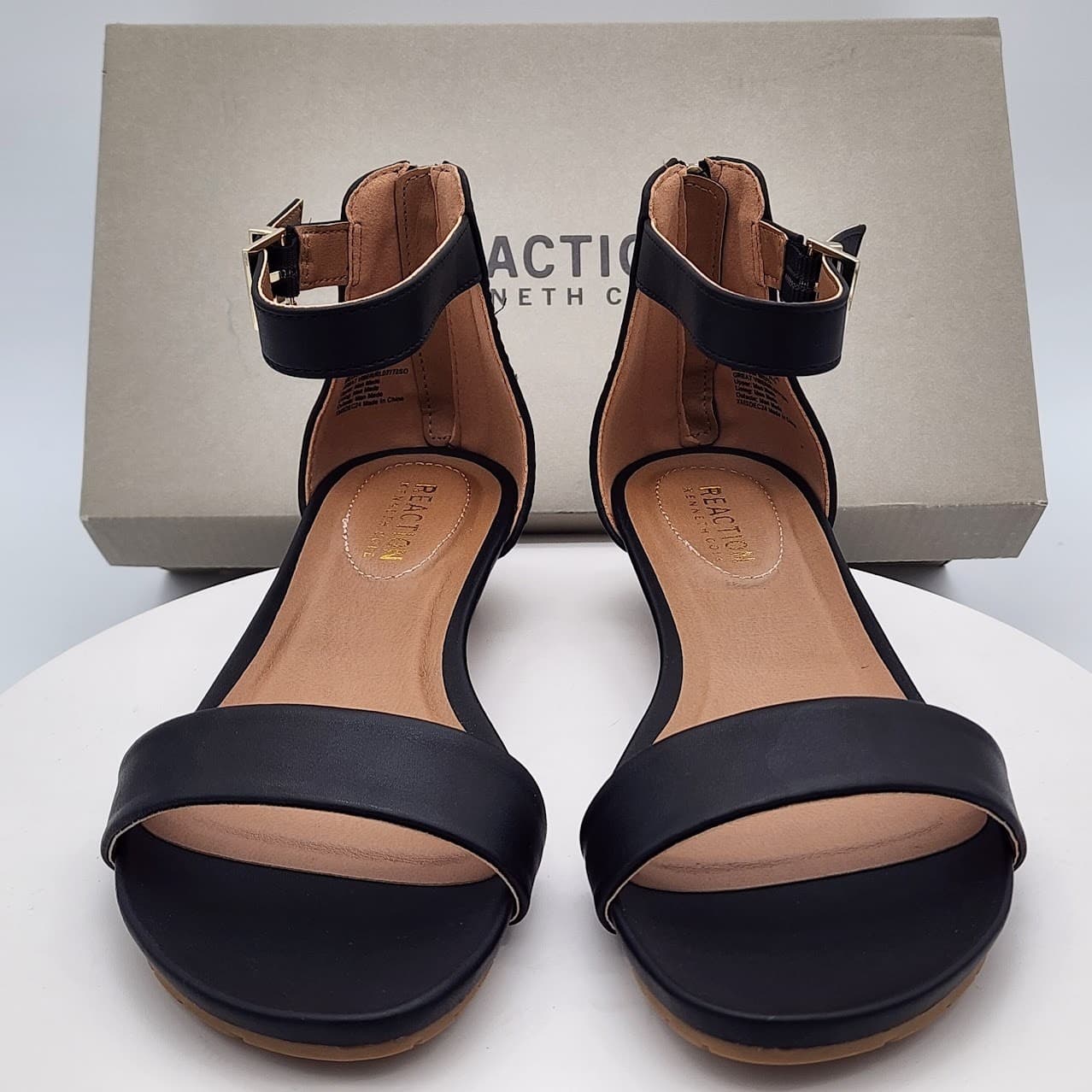 NEW Kenneth Cole Reaction Great Viber Black Wedge Sandals Women's Size 8 Medium - Thumbnail 2