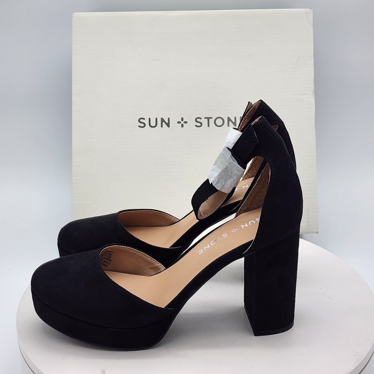 NEW Sun + Stone Birdey Women's Black Mary Jane Platform Block Heel Pumps Size 6M - Thumbnail 7
