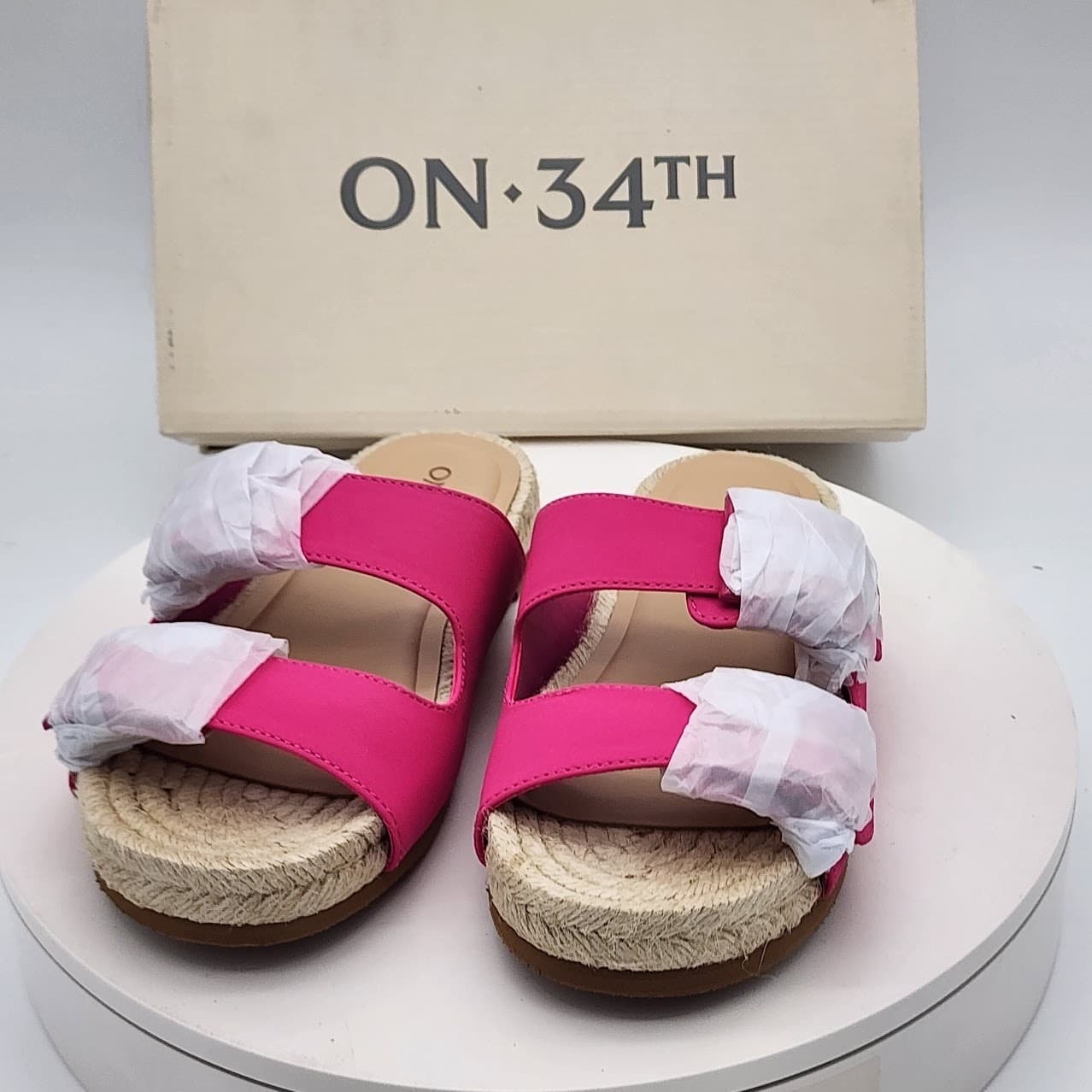 NEW - ON 34th Mila Pink Double Strap Espadrille Slide Sandals Women's Size 5M - Thumbnail 5