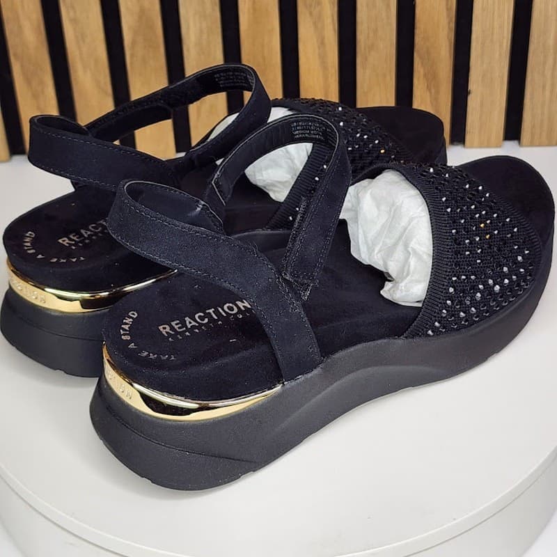 NEW - Kenneth Cole Reaction Hera Women’s Jeweled Platform Black Sandals - Size 9 - Thumbnail 3