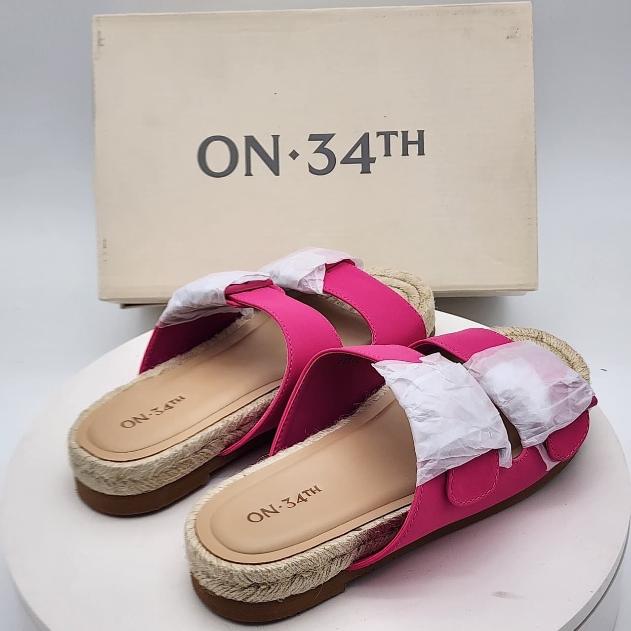 NEW - ON 34th Mila Pink Double Strap Espadrille Slide Sandals Women's Size 5M - Thumbnail 2