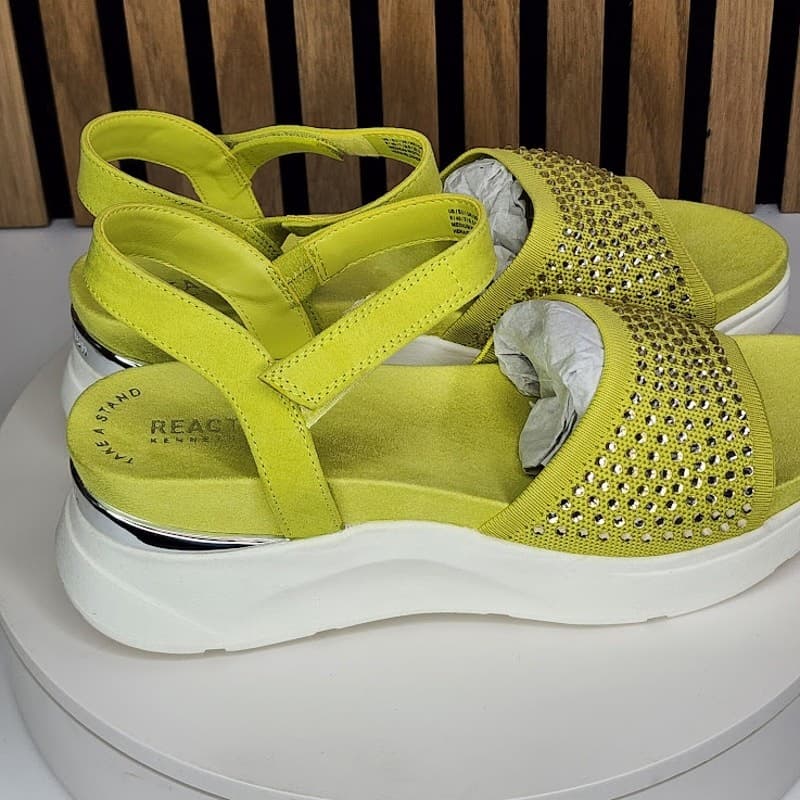 NEW - Kenneth Cole Reaction Hera Women’s Jeweled Platform Lime Sandals - Size 9 - Thumbnail 2