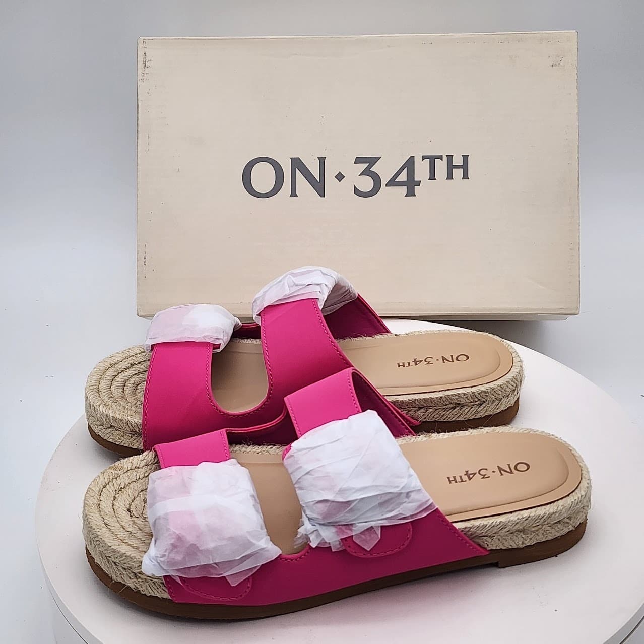 NEW - ON 34th Mila Pink Double Strap Espadrille Slide Sandals Women's Size 5M - Thumbnail 4