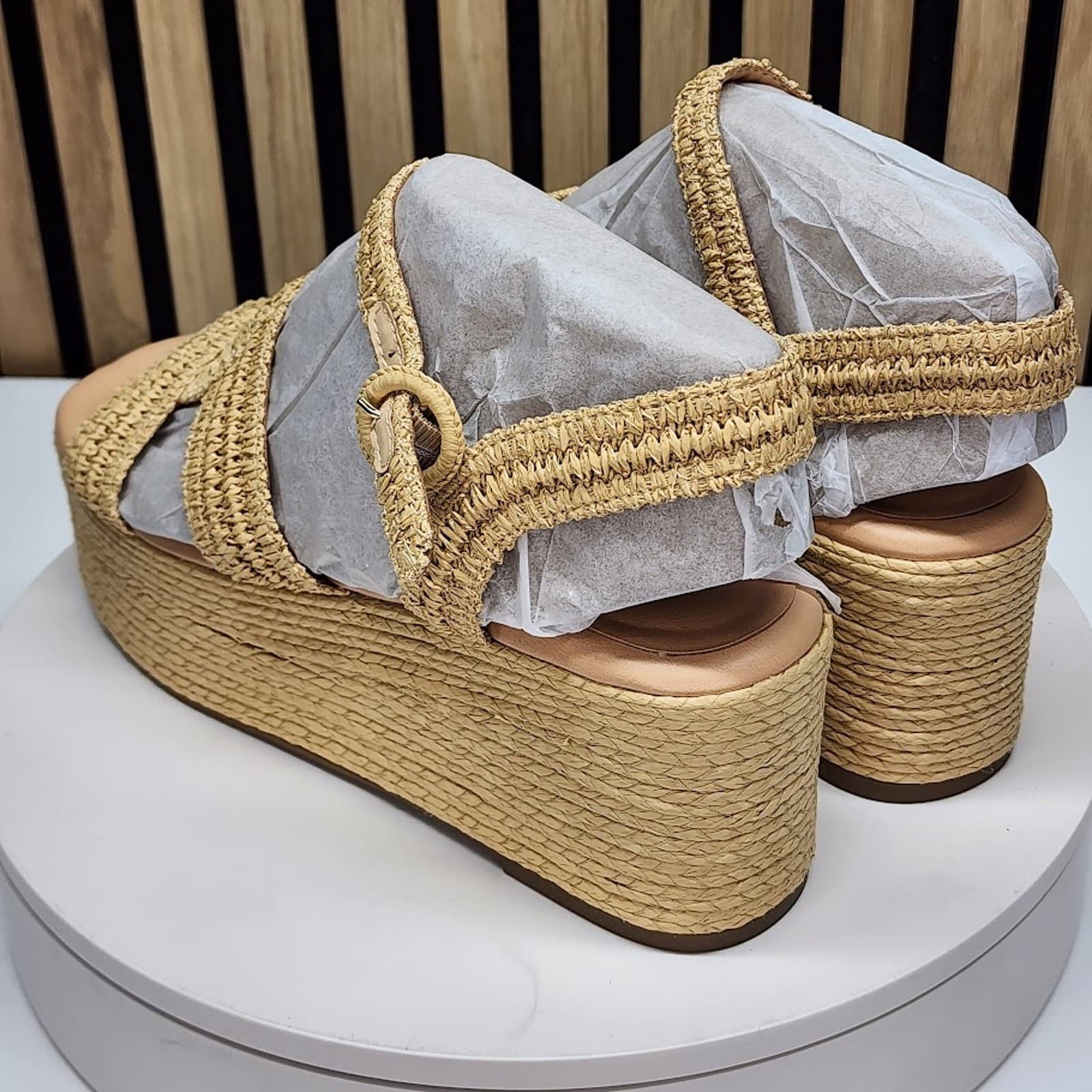 NEW - Marc Fisher LTD Payley Women’s Woven Platform Wedge Sandals Natural 11 M - Thumbnail 5