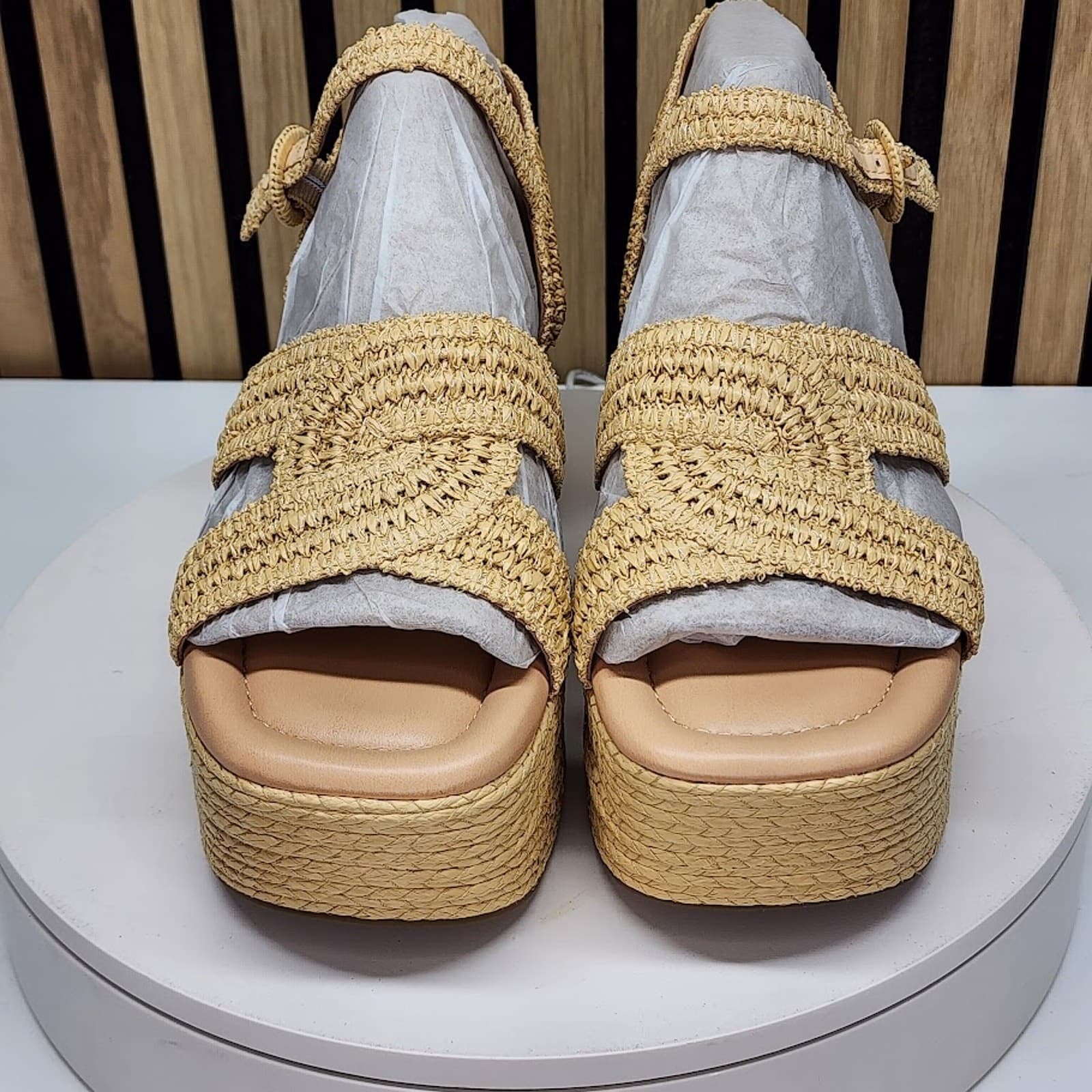 NEW - Marc Fisher LTD Payley Women’s Woven Platform Wedge Sandals Natural 11 M - Thumbnail 8