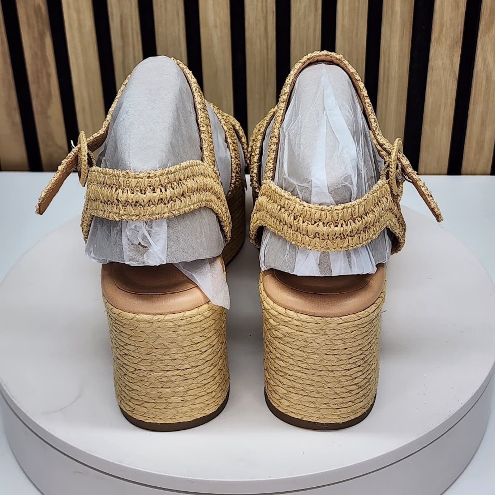 NEW - Marc Fisher LTD Payley Women’s Woven Platform Wedge Sandals Natural 11 M - Thumbnail 4