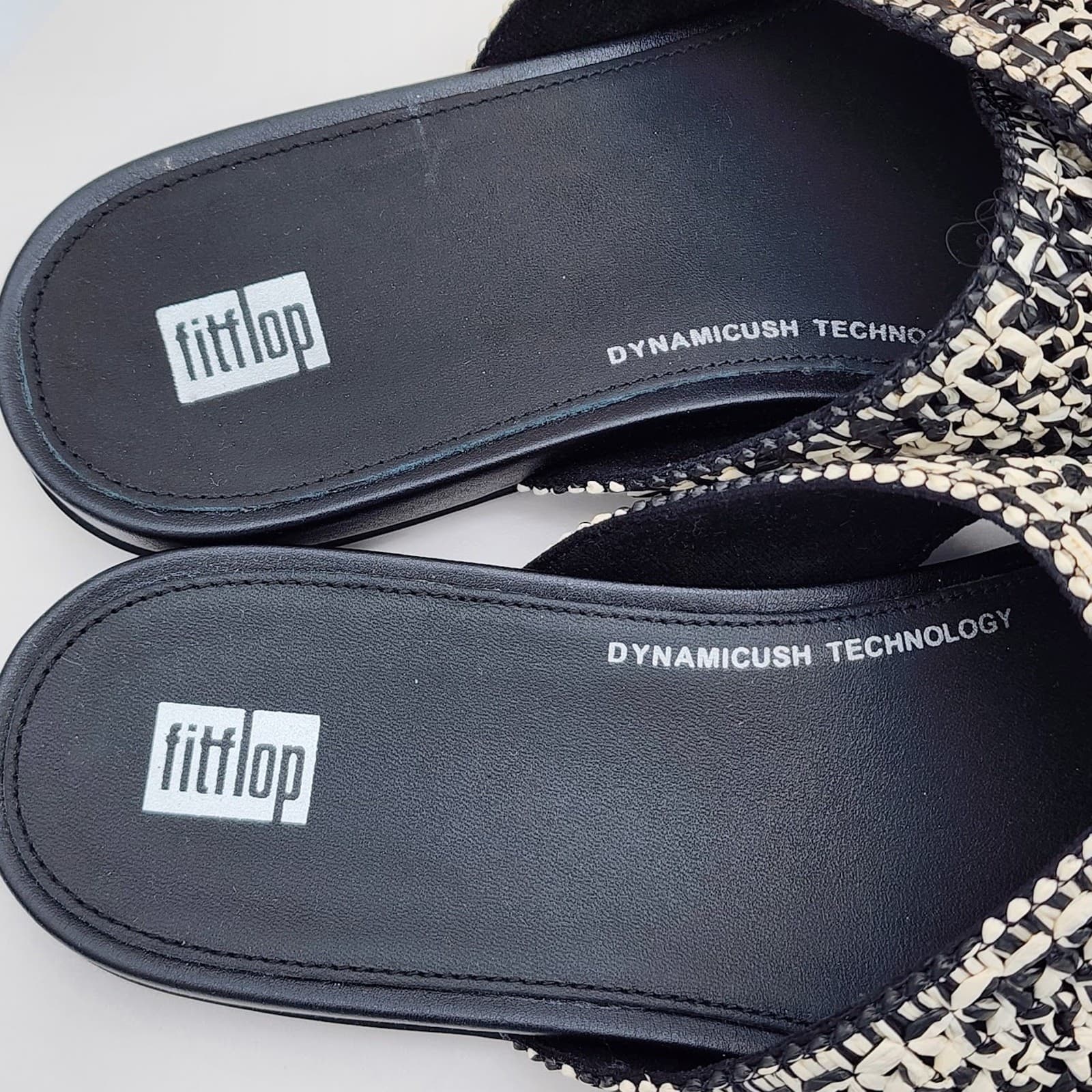 NEW FitFlop Gracie Woven Cross Slide Sandals Black Ivory Raffia Women's Size 9 - Thumbnail 7
