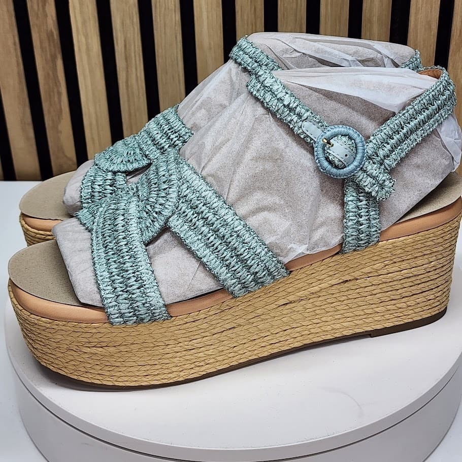 NEW - Marc Fisher LTD Payley Women’s Woven Platform Wedge Sandals Blue 11 M - Thumbnail 6