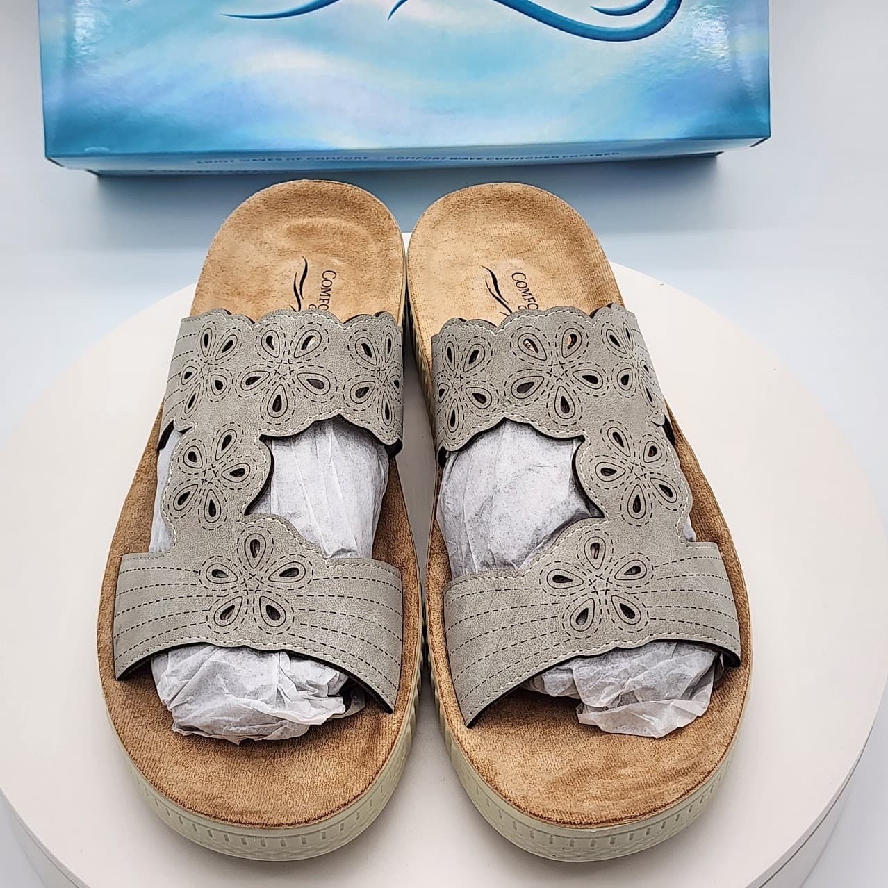 NEW Easy Street Comfort Wave Taj Slide Sandals Gray Women's Size 10M Comfort - Thumbnail 2