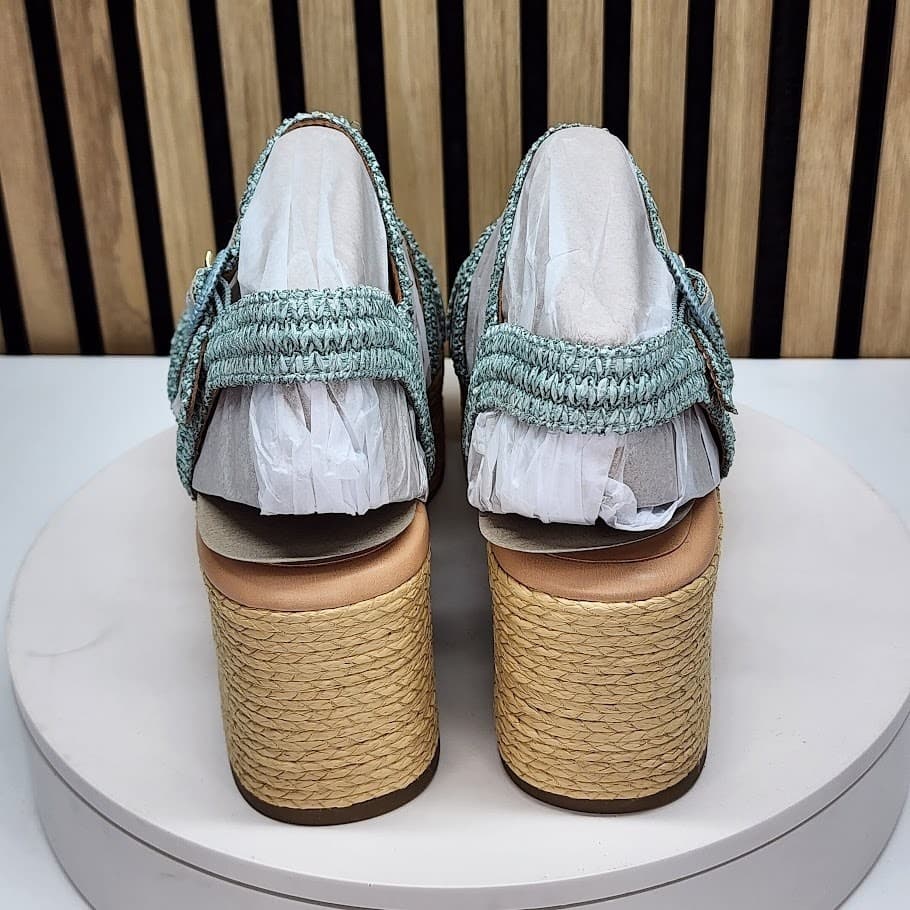 NEW - Marc Fisher LTD Payley Women’s Woven Platform Wedge Sandals Blue 11 M - Thumbnail 4