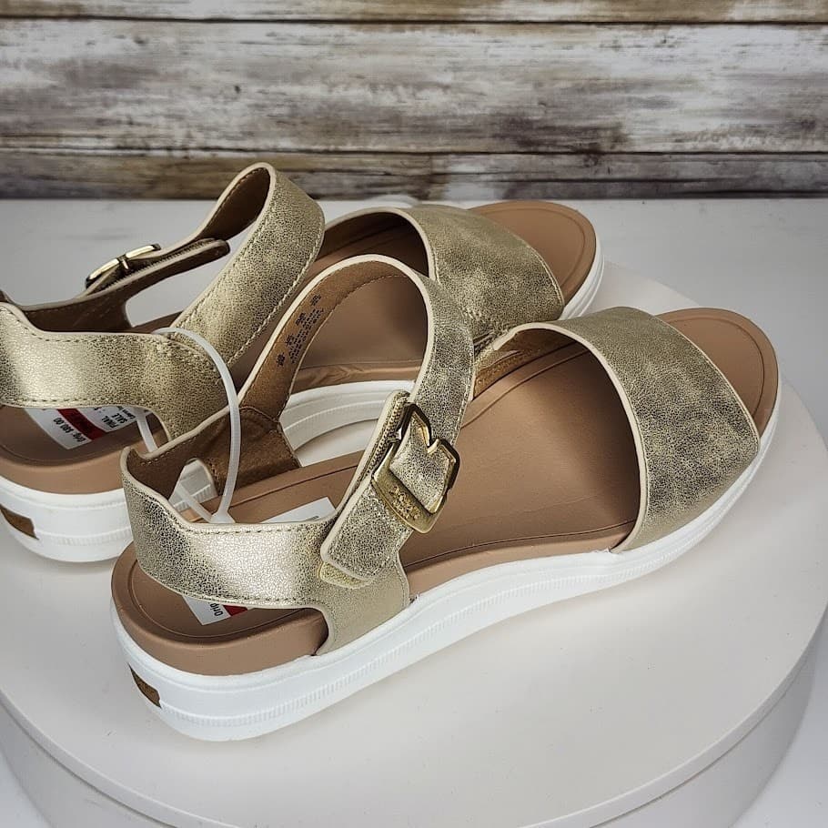 NEW - Dr. Scholl’s Time Off Sky Women’s Gold Sport Wedge Sandals Size 9 - Thumbnail 2