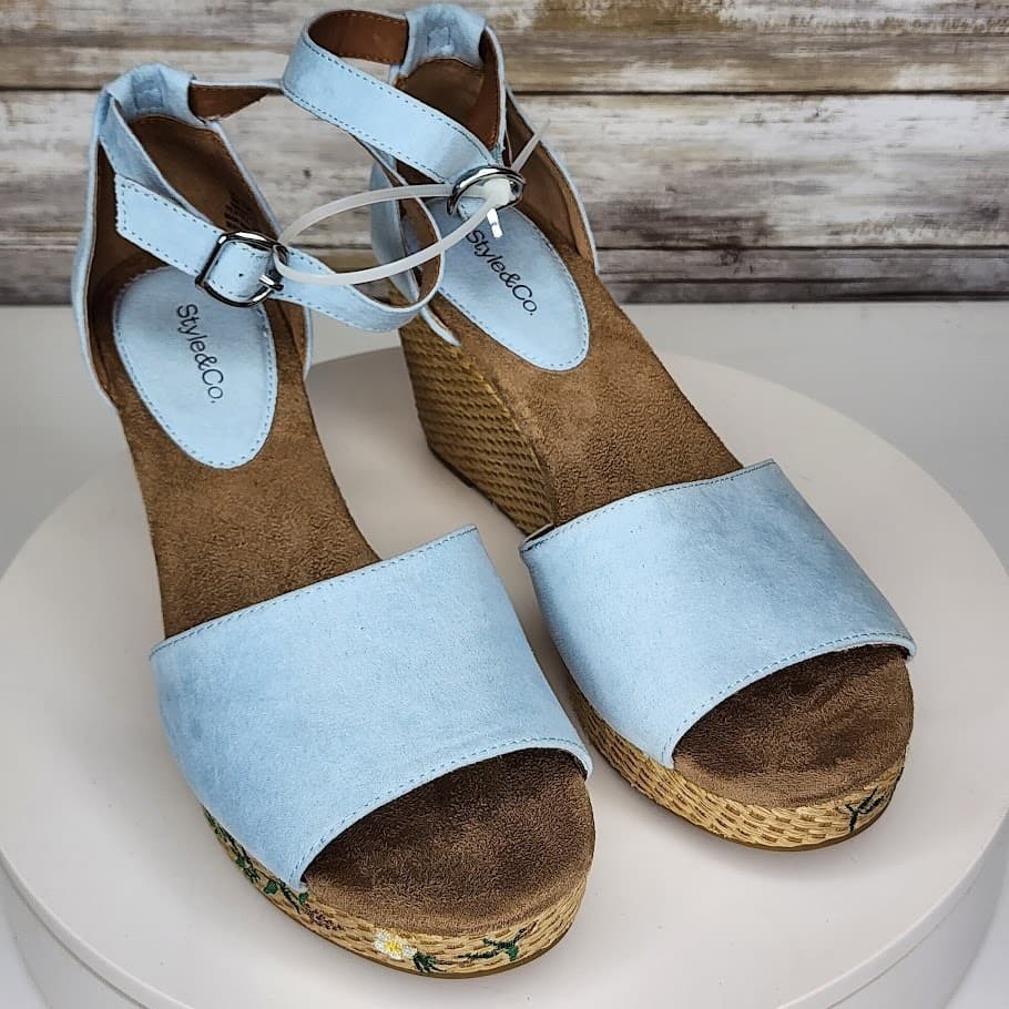NEW - Style & Co Seleeny Women’s Dream Blue Espadrille Wedge Sandals Size 9 - Thumbnail 5