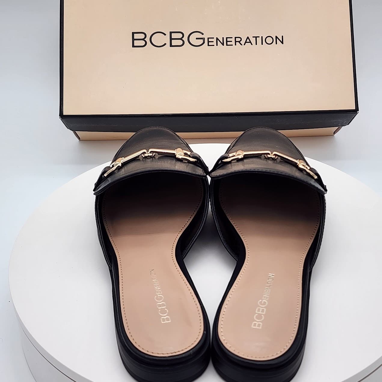 NEW BCBGeneration Zorie Black Mule Loafers Women's Size 9.5 M Slip-On Flats - Thumbnail 3
