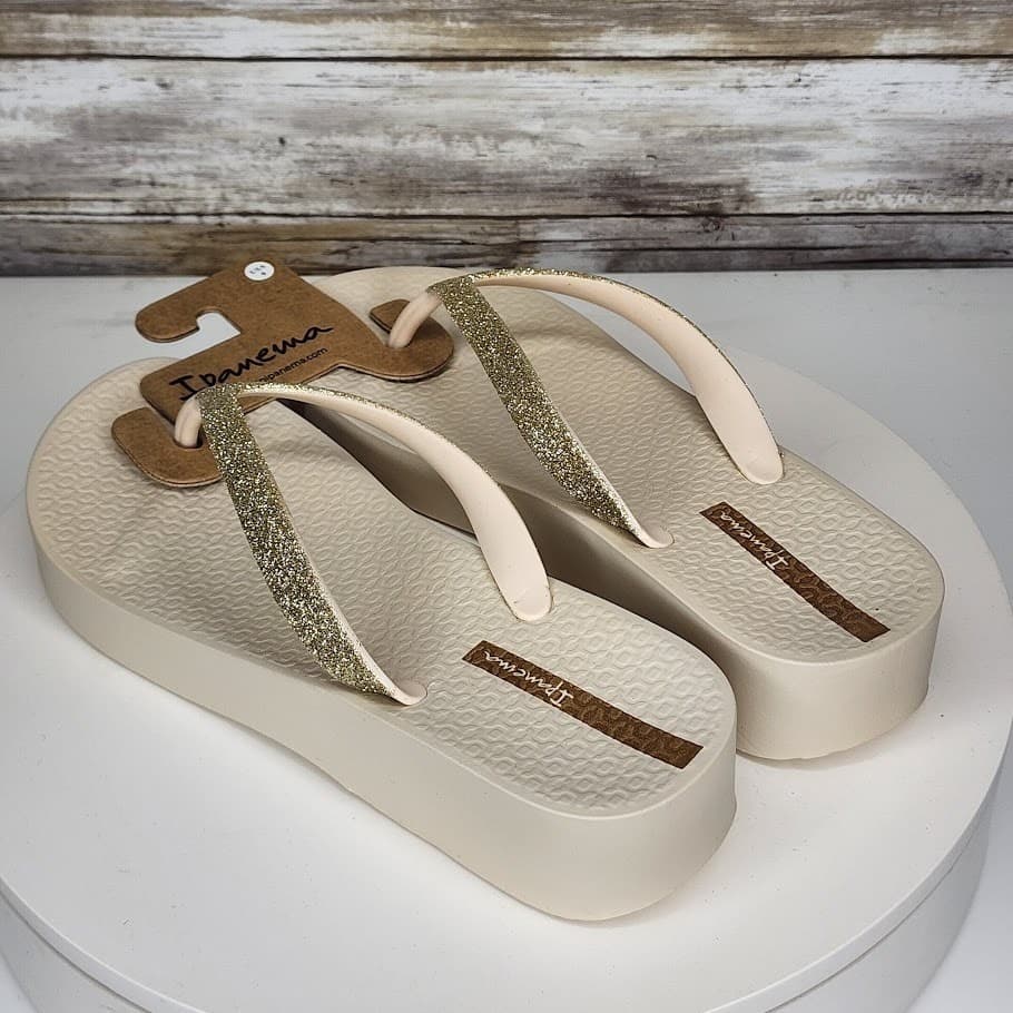 NEW - Ipanema Ipa Glitter Wedge Women’s Flip Flop Sandals Sparkle Size 9 - Thumbnail 3