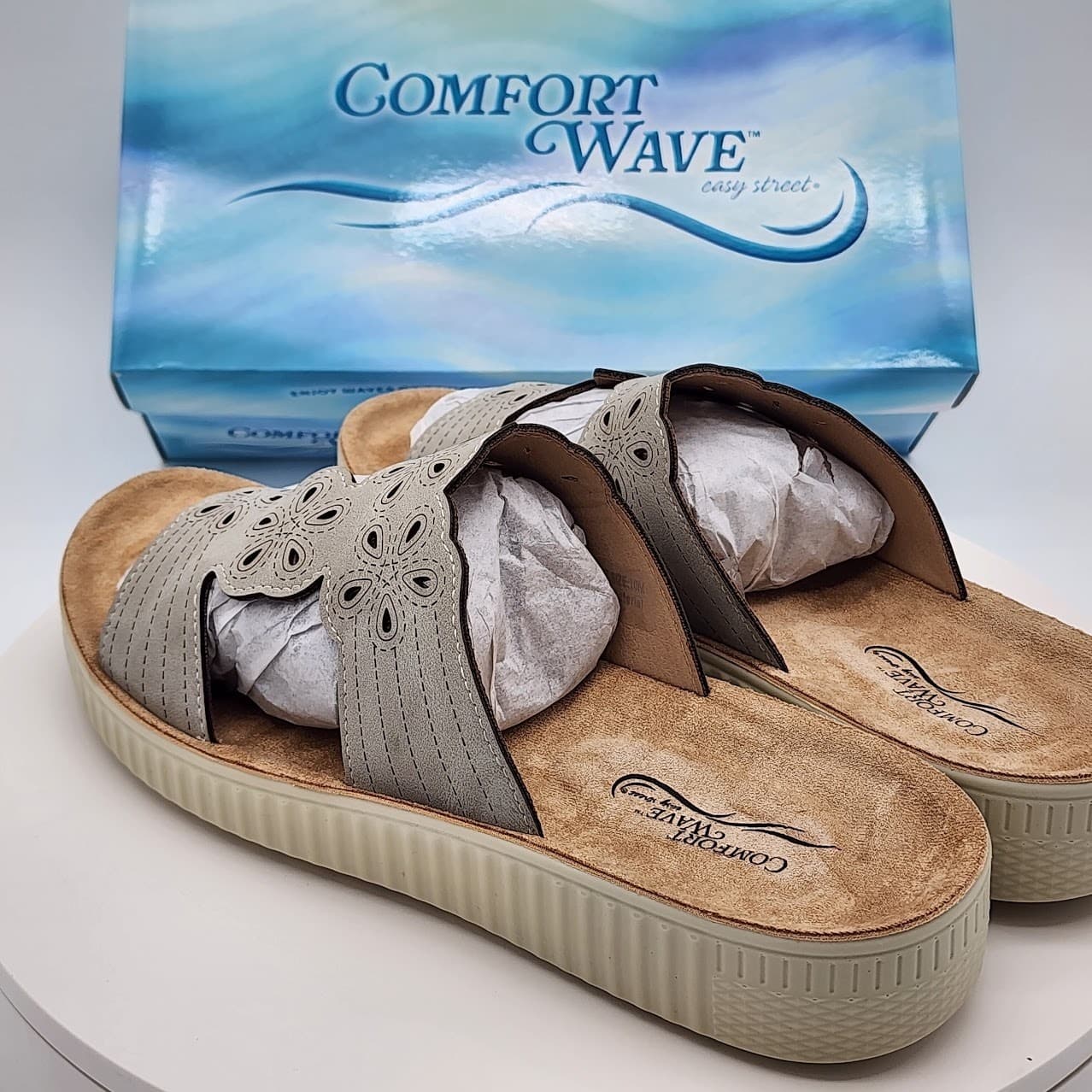 NEW Easy Street Comfort Wave Taj Slide Sandals Gray Women's Size 10M Comfort - Thumbnail 5