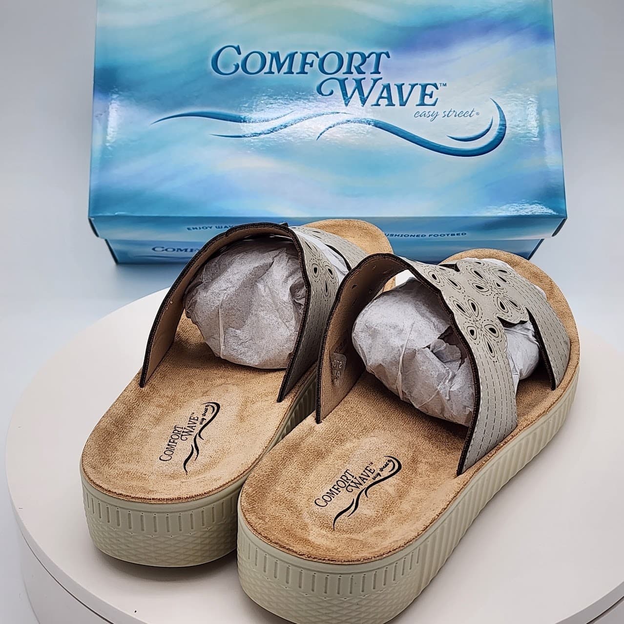 NEW Easy Street Comfort Wave Taj Slide Sandals Gray Women's Size 10M Comfort - Thumbnail 4