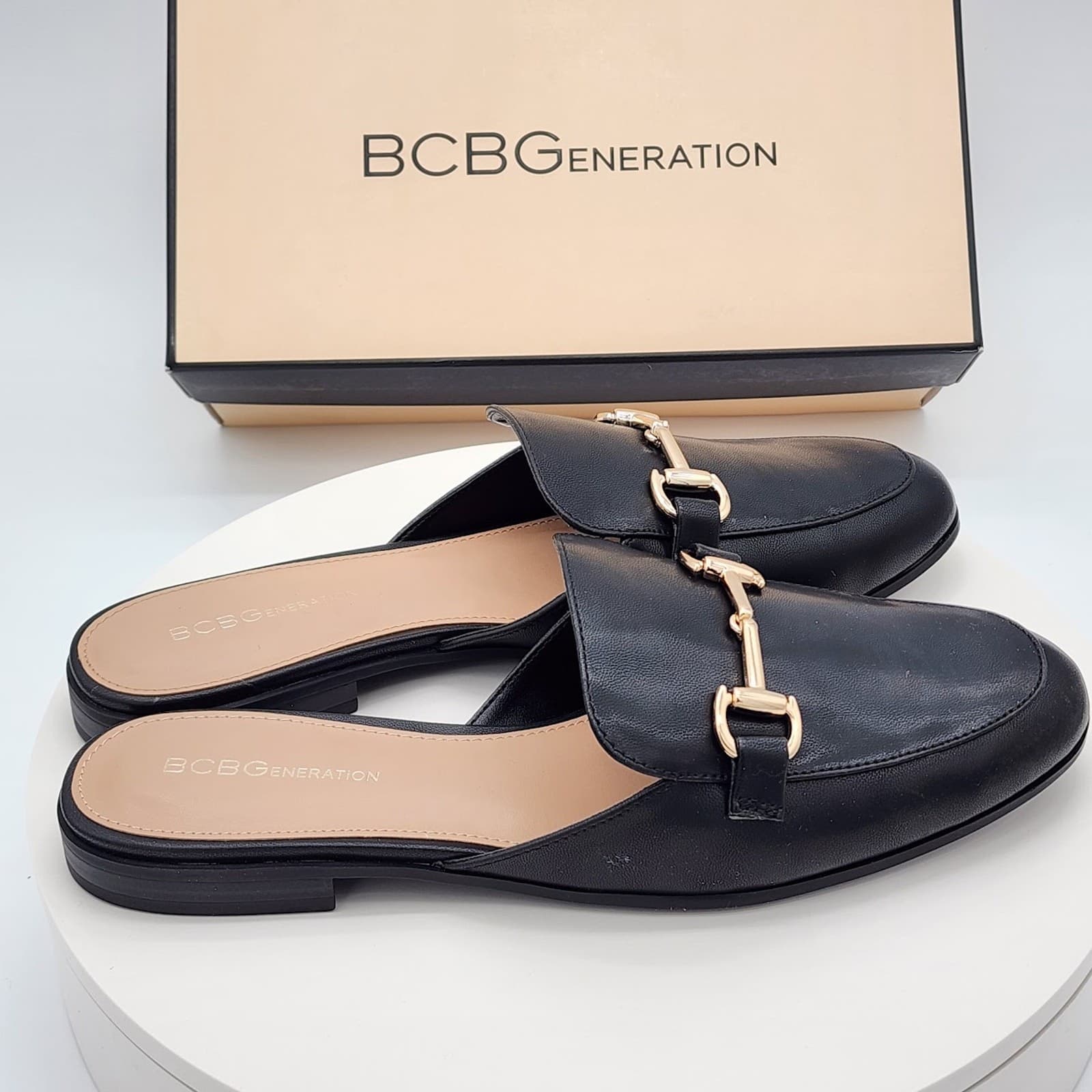 NEW BCBGeneration Zorie Black Mule Loafers Women's Size 6.5 M Slip-On Flats - Thumbnail 2