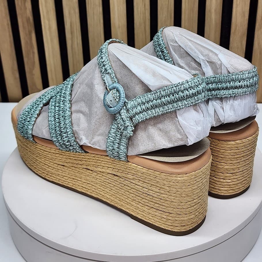 NEW - Marc Fisher LTD Payley Women’s Woven Platform Wedge Sandals Blue 11 M - Thumbnail 5