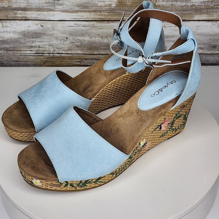 NEW - Style & Co Seleeny Women’s Dream Blue Espadrille Wedge Sandals Size 9 - Thumbnail 4