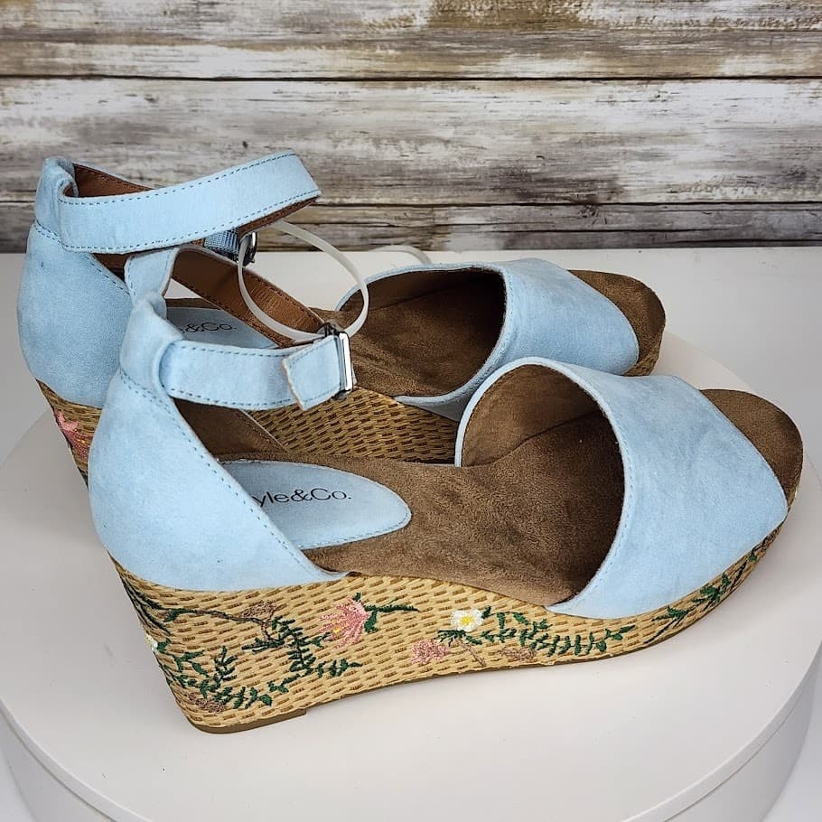 NEW - Style & Co Seleeny Women’s Dream Blue Espadrille Wedge Sandals Size 9 - Thumbnail 2