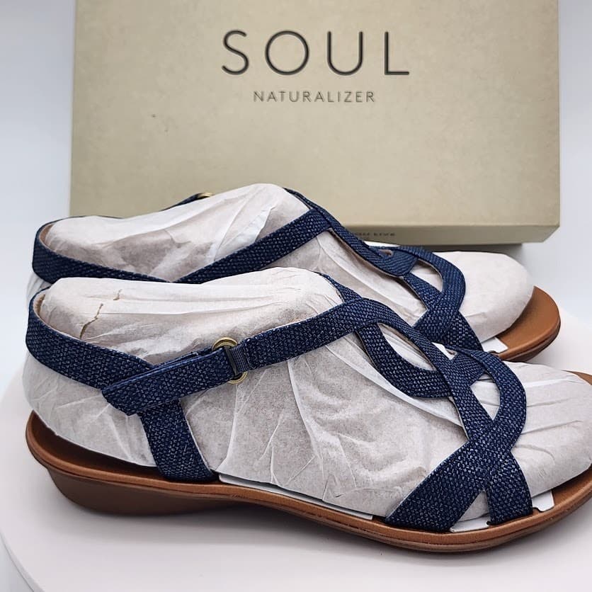 NEW SOUL Naturalizer Women's Blue Strappy Comfort Sandals Size 9.5M Slingback - Thumbnail 2