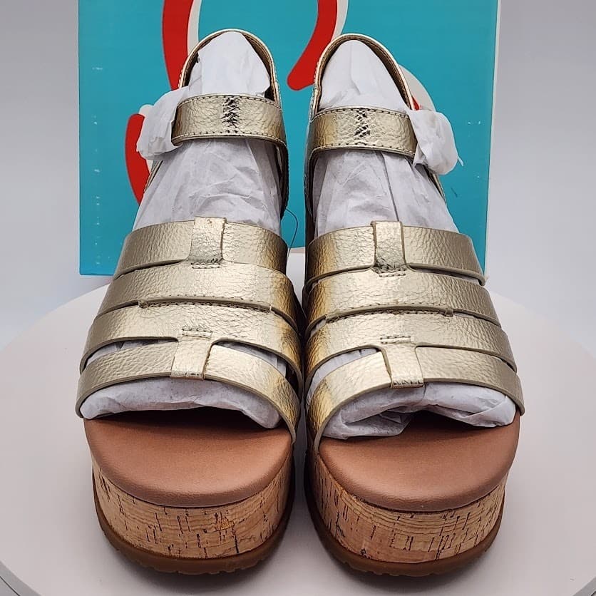 NEW BareTraps Savannah Light Gold Platform Wedge Sandals Women's Size 8M Comfort - Thumbnail 7