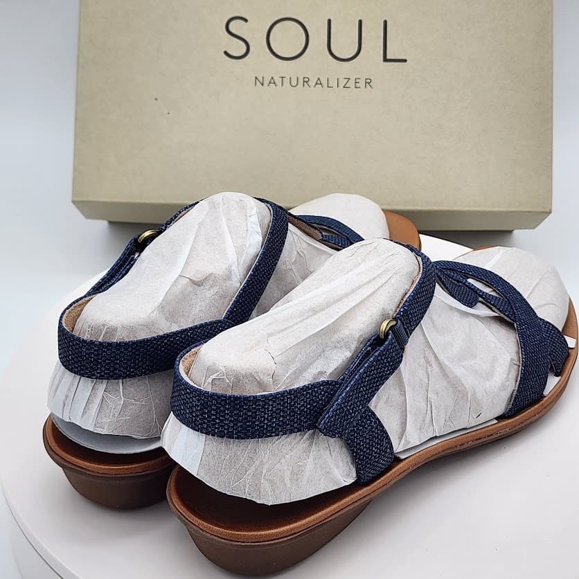 NEW SOUL Naturalizer Women's Blue Strappy Comfort Sandals Size 9.5M Slingback - Thumbnail 3