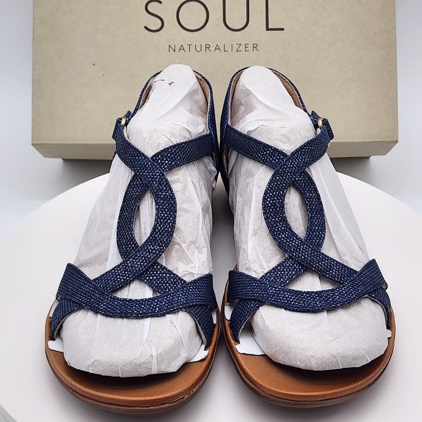 NEW SOUL Naturalizer Women's Blue Strappy Comfort Sandals Size 9.5M Slingback - Thumbnail 6