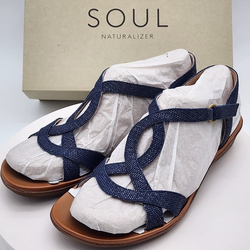 NEW SOUL Naturalizer Women's Blue Strappy Comfort Sandals Size 9.5M Slingback - Thumbnail 5