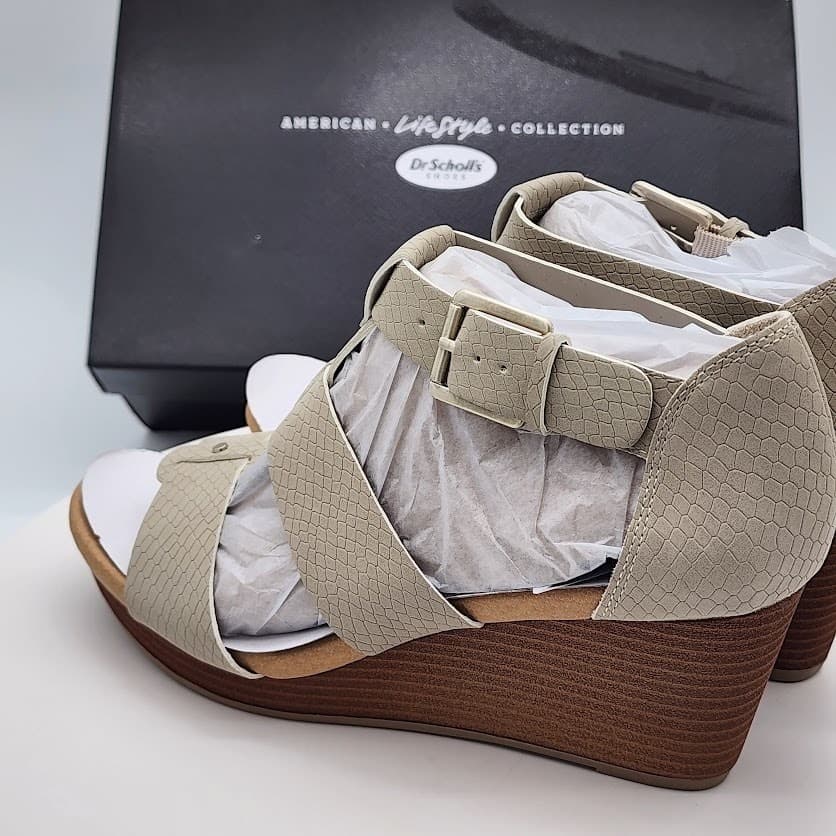 NEW Dr. Scholl's Barton Grey Wedge Sandals Women's Size 6.5M Platform Shoes - Thumbnail 4