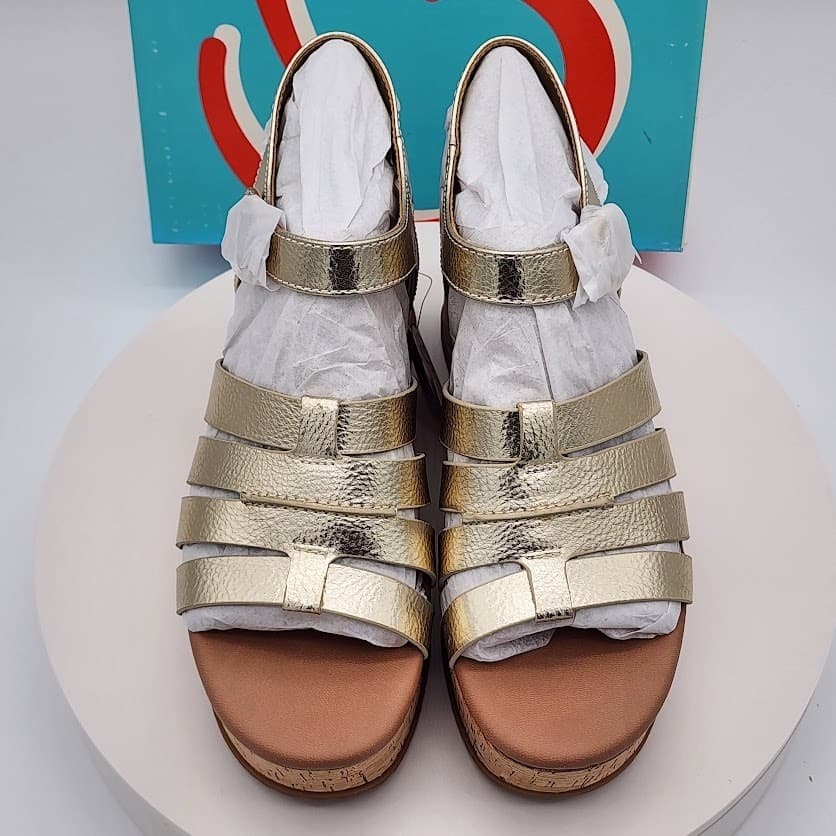 NEW BareTraps Savannah Light Gold Platform Wedge Sandals Women's Size 8M Comfort - Thumbnail 8