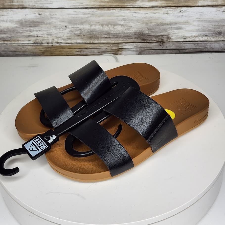 NEW - REEF Cushion Vista Pool Women’s Slide Sandals Black Natural Size 5 - Thumbnail 4
