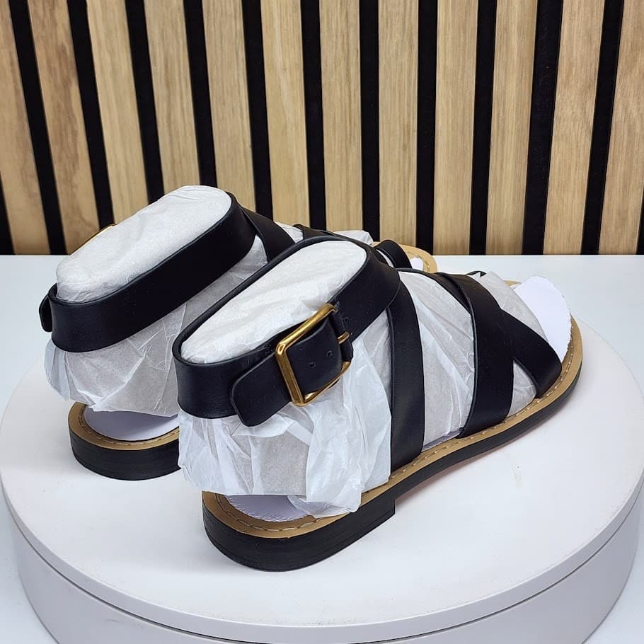 NEW - Marc Fisher LTD Lollie Women’s Black Strappy Flat Sandals Size 7 - Thumbnail 3