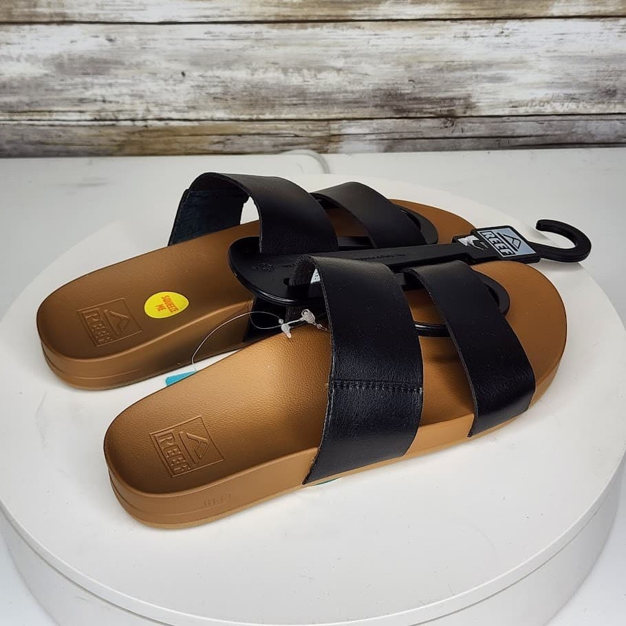 NEW - REEF Cushion Vista Pool Women’s Slide Sandals Black Natural Size 5 - Thumbnail 2