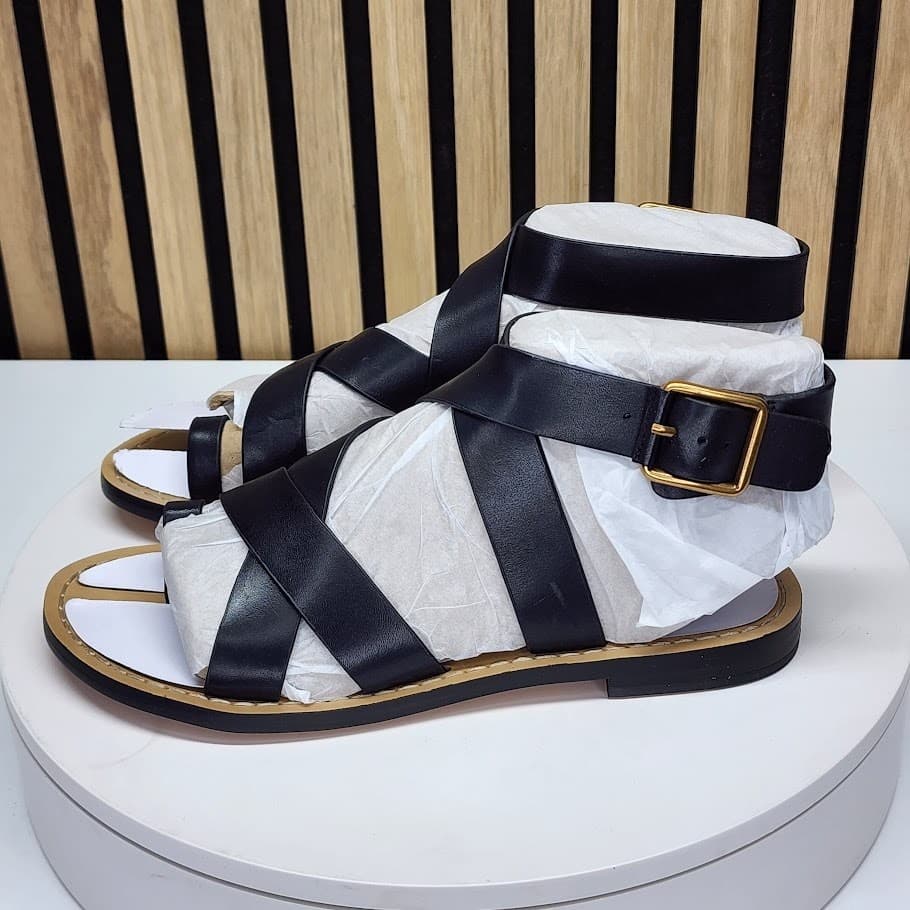 NEW - Marc Fisher LTD Lollie Women’s Black Strappy Flat Sandals Size 7 - Thumbnail 5